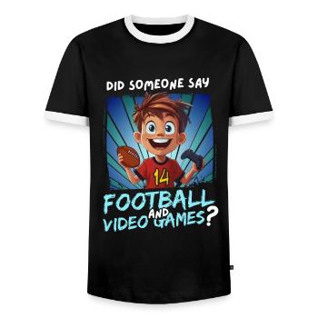 14. Geburtstag Football und Gaming für 14 Jährige - Männer Kontrast-T-Shirt - Schwarz/Weiß - Vorne - AI Model Female 172 light (172cm) & AI Model Male 178 light (178cm)