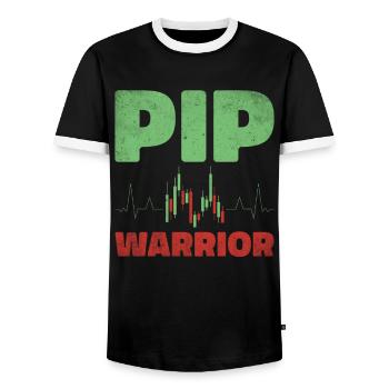 Trading Forex Trader Marché financier - T-shirt contrasté Homme - noir/blanc - Devant - AI Model Female 172 light (172cm) & AI Model Male 178 light (178cm)