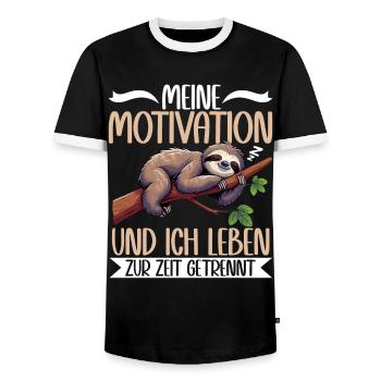 My motivation and I are currently living separately - Men's Ringer Shirt - black/white - Front - AI Model Female 172 light (172cm) & AI Model Male 178 light (178cm)