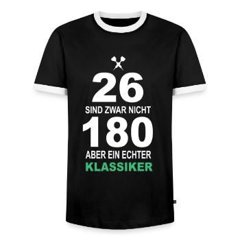 Cadeau de fléchettes Jeu de fléchettes Bullseye - T-shirt contrasté Homme - noir/blanc - Devant - AI Model Female 172 light (172cm) & AI Model Male 178 light (178cm)