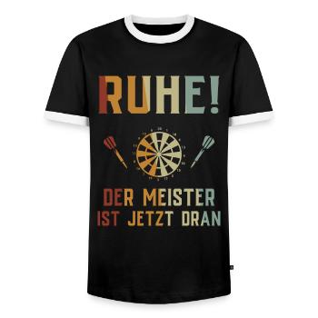 Dart Gift Dartboard Darts Player Bullseye - Men's Ringer Shirt - black/white - Front - AI Model Female 172 light (172cm) & AI Model Male 178 light (178cm)