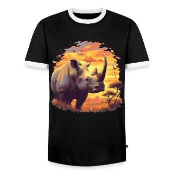 Rhino Rhinos Rhino - Men's Ringer Shirt - black/white - Front - AI Model Female 172 light (172cm) & AI Model Male 178 light (178cm)