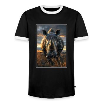 Rhino Rhinos Rhino - Men's Ringer Shirt - black/white - Front - AI Model Female 172 light (172cm) & AI Model Male 178 light (178cm)