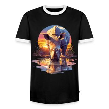 Rhino Rhinos Rhino - Men's Ringer Shirt - black/white - Front - AI Model Female 172 light (172cm) & AI Model Male 178 light (178cm)