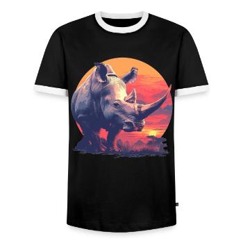 Rhino Rhinos Rhino - Men's Ringer Shirt - black/white - Front - AI Model Female 172 light (172cm) & AI Model Male 178 light (178cm)