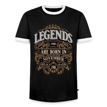 1988 Novembre Naissance Année de naissance - T-shirt contrasté Homme - noir/blanc - Devant - AI Model Female 172 light (172cm) & AI Model Male 178 light (178cm)