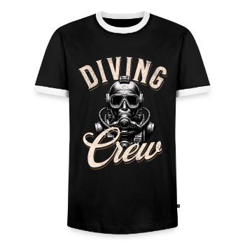 Diving Diver Crew Team - Men's Ringer Shirt - black/white - Front - AI Model Female 172 light (172cm) & AI Model Male 178 light (178cm)