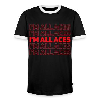 Le poker à All Aces - T-shirt contrasté Homme - noir/blanc - Devant - AI Model Female 172 light (172cm) & AI Model Male 178 light (178cm)