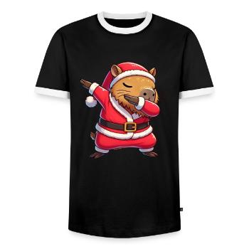 Weihnachten Capybara Santa Funny Wasserschwein - Männer Kontrast-T-Shirt - Schwarz/Weiß - Vorne - AI Model Female 172 light (172cm) & AI Model Male 178 light (178cm)