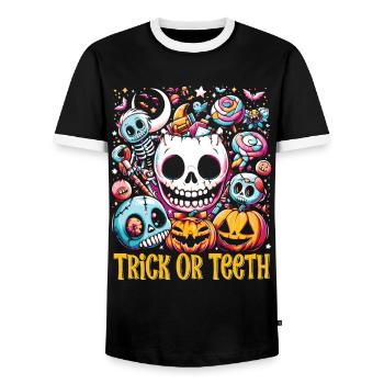 Halloween Costume Kids TRICK OR TEETH Funny - Men's Ringer Shirt - black/white - Front - AI Model Female 172 light (172cm) & AI Model Male 178 light (178cm)