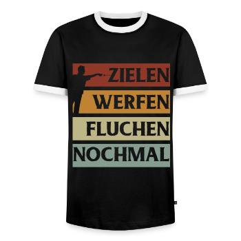 Cadeau de fléchettes Jeu de fléchettes Bullseye - T-shirt contrasté Homme - noir/blanc - Devant - AI Model Female 172 light (172cm) & AI Model Male 178 light (178cm)
