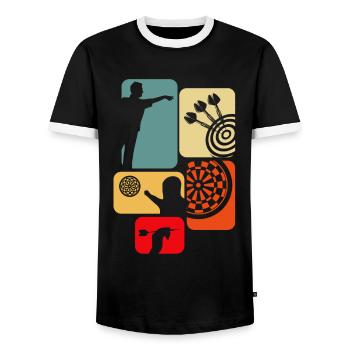 Dart Gift Dartboard Darts Player Bullseye - Men's Ringer Shirt - black/white - Front - AI Model Female 172 light (172cm) & AI Model Male 178 light (178cm)