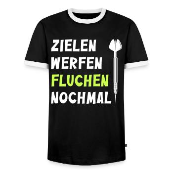 Dart Gift Dartboard Darts Player Bullseye - Men's Ringer Shirt - black/white - Front - AI Model Female 172 light (172cm) & AI Model Male 178 light (178cm)