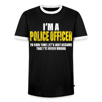 Policier Drôle Dire Profession Collègue Cadeau - T-shirt contrasté Homme - noir/blanc - Devant - AI Model Female 172 light (172cm) & AI Model Male 178 light (178cm)