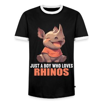 Rhino Rhinos Rhino - Men's Ringer Shirt - black/white - Front - AI Model Female 172 light (172cm) & AI Model Male 178 light (178cm)