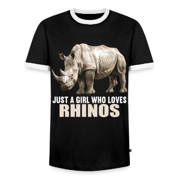 Rhino Rhinos Rhino - Men's Ringer Shirt - black/white - Front - AI Model Female 172 light (172cm) & AI Model Male 178 light (178cm)