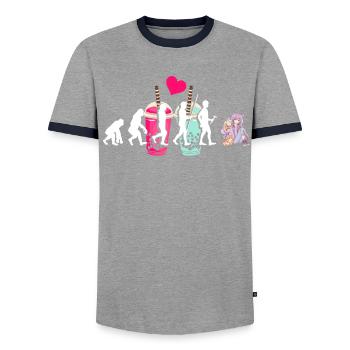 Thé à bulles Boba BubbleTea Kawaii Japan Tea Kpop - T-shirt contrasté Homme - gris/marine  - Devant - AI Model Female 172 light (172cm) & AI Model Male 178 light (178cm)