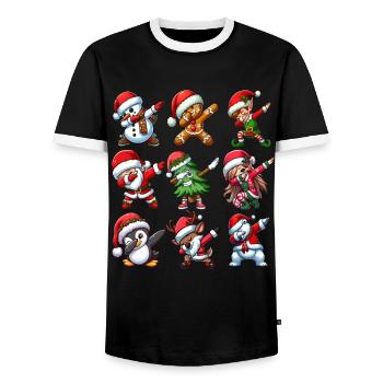 Dabbing Santa Elf Christmas Dance Squad Trendy - Men's Ringer Shirt - black/white - Front - AI Model Female 172 light (172cm) & AI Model Male 178 light (178cm)