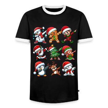 Dabbing Santa Elf Christmas Dance Squad Trendy - Men's Ringer Shirt - black/white - Front - AI Model Female 172 light (172cm) & AI Model Male 178 light (178cm)