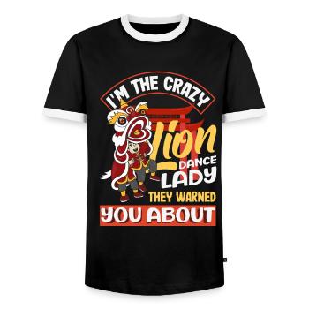 Nouvel An chinois Lune Lion Danse - T-shirt contrasté Homme - noir/blanc - Devant - AI Model Female 172 light (172cm) & AI Model Male 178 light (178cm)