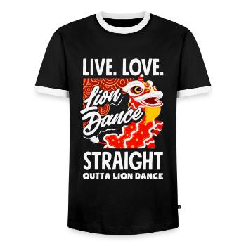 Nouvel An chinois Lune Lion Danse - T-shirt contrasté Homme - noir/blanc - Devant - AI Model Female 172 light (172cm) & AI Model Male 178 light (178cm)