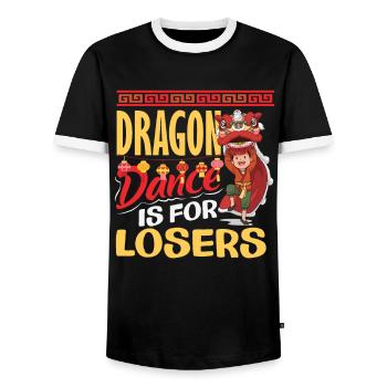Nouvel An chinois Lune Lion Danse - T-shirt contrasté Homme - noir/blanc - Devant - AI Model Female 172 light (172cm) & AI Model Male 178 light (178cm)