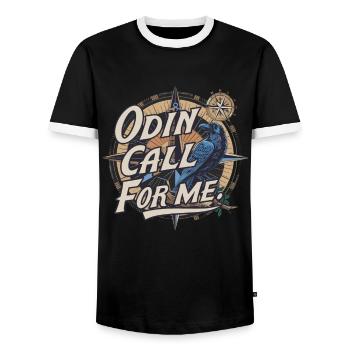 Nordischen Mythologie Wikinger-Raben für einen - Männer Kontrast-T-Shirt - Schwarz/Weiß - Vorne - AI Model Female 172 light (172cm) & AI Model Male 178 light (178cm)