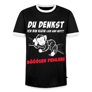Singe Tshirt Drôle Drôle Humour Sarcasme Bureau - T-shirt contrasté Homme - noir/blanc - Devant - AI Model Female 172 light (172cm) & AI Model Male 178 light (178cm)