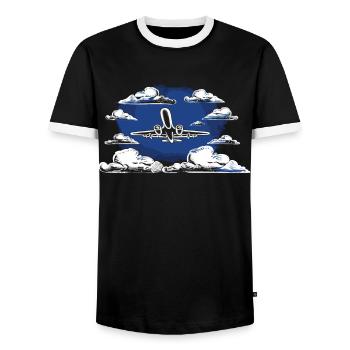 Meine Erste Flugreise Erstes Mal Fliegen - Männer Kontrast-T-Shirt - Schwarz/Weiß - Vorne - AI Model Female 172 light (172cm) & AI Model Male 178 light (178cm)