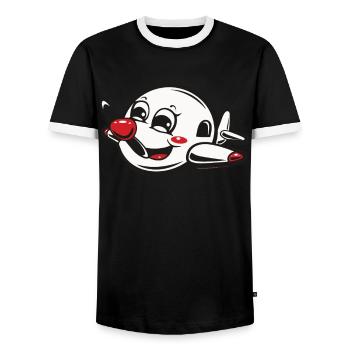 Meine Erste Flugreise Erstes Mal Fliegen - Männer Kontrast-T-Shirt - Schwarz/Weiß - Vorne - AI Model Female 172 light (172cm) & AI Model Male 178 light (178cm)