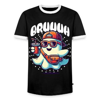 Unheimliches Lustiges Halloween Gespenst - Männer Kontrast-T-Shirt - Schwarz/Weiß - Vorne - AI Model Female 172 light (172cm) & AI Model Male 178 light (178cm)