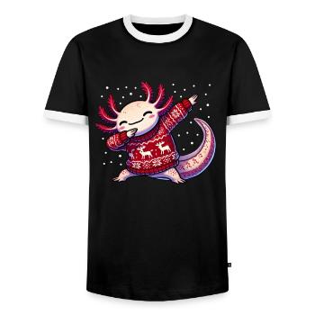 Weihnachten Axolotl Hässliche Weihnachten - Männer Kontrast-T-Shirt - Schwarz/Weiß - Vorne - AI Model Female 172 light (172cm) & AI Model Male 178 light (178cm)