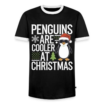 Pinguine Sind Cooler Zu Weihnachten - Männer Kontrast-T-Shirt - Schwarz/Weiß - Vorne - AI Model Female 172 light (172cm) & AI Model Male 178 light (178cm)