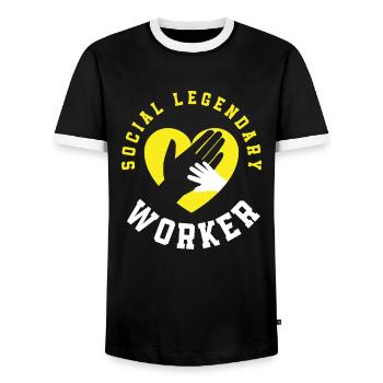 Legendary Social Worker Heart - Men's Ringer Shirt - black/white - Front - AI Model Female 172 light (172cm) & AI Model Male 178 light (178cm)