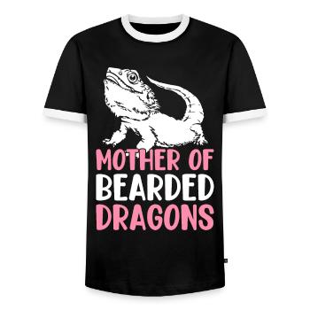 Mutter von Bartagamen Eidechsenliebhaberin Mama - Männer Kontrast-T-Shirt - Schwarz/Weiß - Vorne - AI Model Female 172 light (172cm) & AI Model Male 178 light (178cm)
