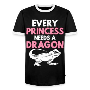 Bartagame Eidechse Liebhaber Mädchen Prinzessin br - Männer Kontrast-T-Shirt - Schwarz/Weiß - Vorne - AI Model Female 172 light (172cm) & AI Model Male 178 light (178cm)