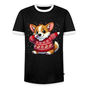 Noël Corgi gallois Corgi Noël laid - T-shirt contrasté Homme - noir/blanc - Devant - AI Model Female 172 light (172cm) & AI Model Male 178 light (178cm)