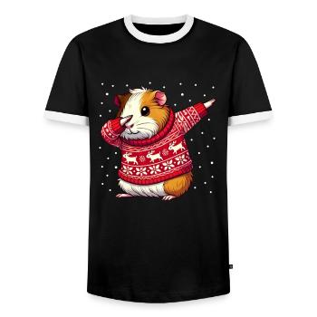 Weihnachten Meerschweinchen Hässliche Weihnachten - Männer Kontrast-T-Shirt - Schwarz/Weiß - Vorne - AI Model Female 172 light (172cm) & AI Model Male 178 light (178cm)