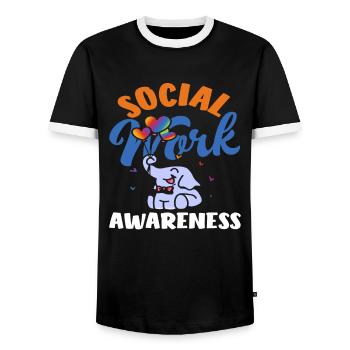 Soziale Arbeit Bewusstsein Elefant Ballons - Männer Kontrast-T-Shirt - Schwarz/Weiß - Vorne - AI Model Female 172 light (172cm) & AI Model Male 178 light (178cm)
