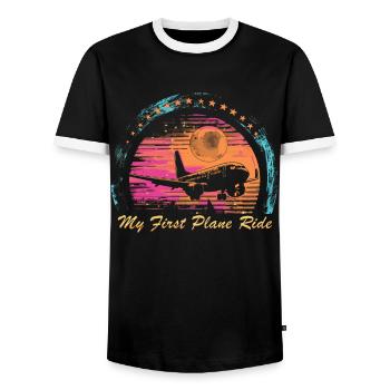Meine Erste Flugreise Erstes Mal Fliegen - Männer Kontrast-T-Shirt - Schwarz/Weiß - Vorne - AI Model Female 172 light (172cm) & AI Model Male 178 light (178cm)