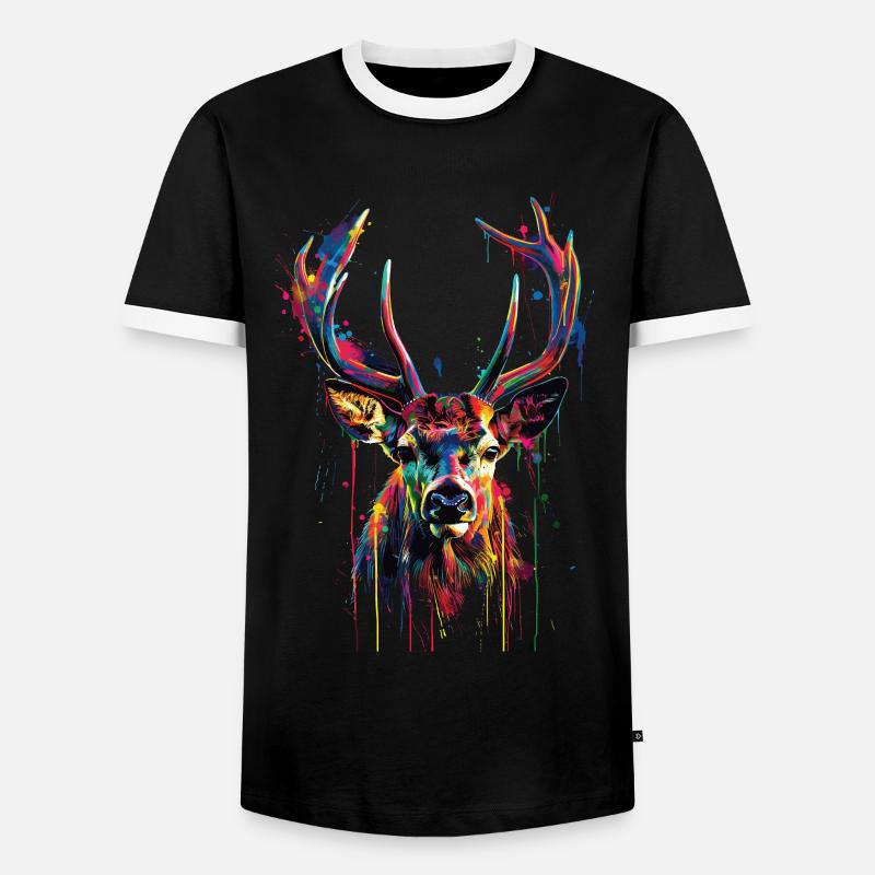 roe deer - Men's Ringer Shirt - black/white