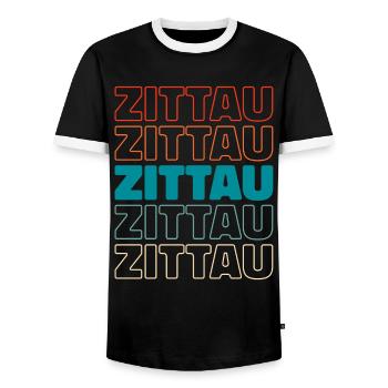Ville allemande de Zittau, Saxe - T-shirt contrasté Homme - noir/blanc - Devant - AI Model Female 172 light (172cm) & AI Model Male 178 light (178cm)