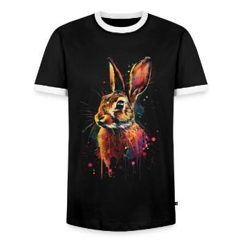 Kaninchen - Männer Kontrast-T-Shirt - Schwarz/Weiß - Vorne - AI Model Female 172 light (172cm) & AI Model Male 178 light (178cm)