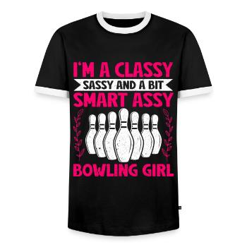 Bowling Girl Funny Ladies Team Bowler Sport - Männer Kontrast-T-Shirt - Schwarz/Weiß - Vorne - AI Model Female 172 light (172cm) & AI Model Male 178 light (178cm)