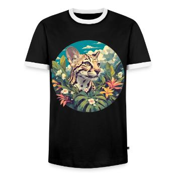 Ocelots Ocelot - Men's Ringer Shirt - black/white - Front - AI Model Female 172 light (172cm) & AI Model Male 178 light (178cm)