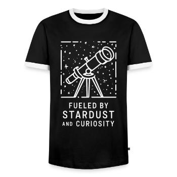 Driven by stardust and curiosity - - Men's Ringer Shirt - black/white - Front - AI Model Female 172 light (172cm) & AI Model Male 178 light (178cm)