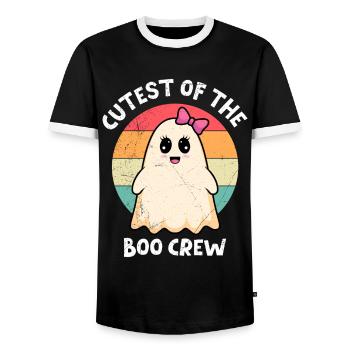 Halloween Party CUTEST OF THE BOO CREW Vintage - Männer Kontrast-T-Shirt - Schwarz/Weiß - Vorne - AI Model Female 172 light (172cm) & AI Model Male 178 light (178cm)