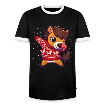 Weihnachten Pferdeliebhaber Pferd Hässliches - Männer Kontrast-T-Shirt - Schwarz/Weiß - Vorne - AI Model Female 172 light (172cm) & AI Model Male 178 light (178cm)