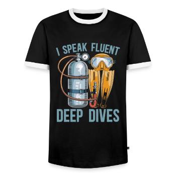 Commercial diver - Men's Ringer Shirt - black/white - Front - AI Model Female 172 light (172cm) & AI Model Male 178 light (178cm)