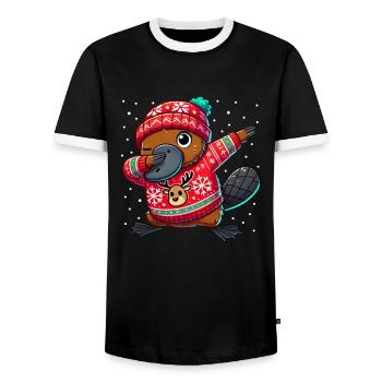 Weihnachten Schnabeltier Hässlich Weihnachten - Männer Kontrast-T-Shirt - Schwarz/Weiß - Vorne - AI Model Female 172 light (172cm) & AI Model Male 178 light (178cm)